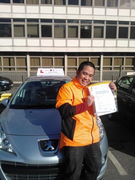 Johann passed his driving test first time