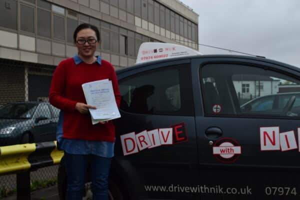 Yan passed her manual practical driving test first time with Drive with Nik