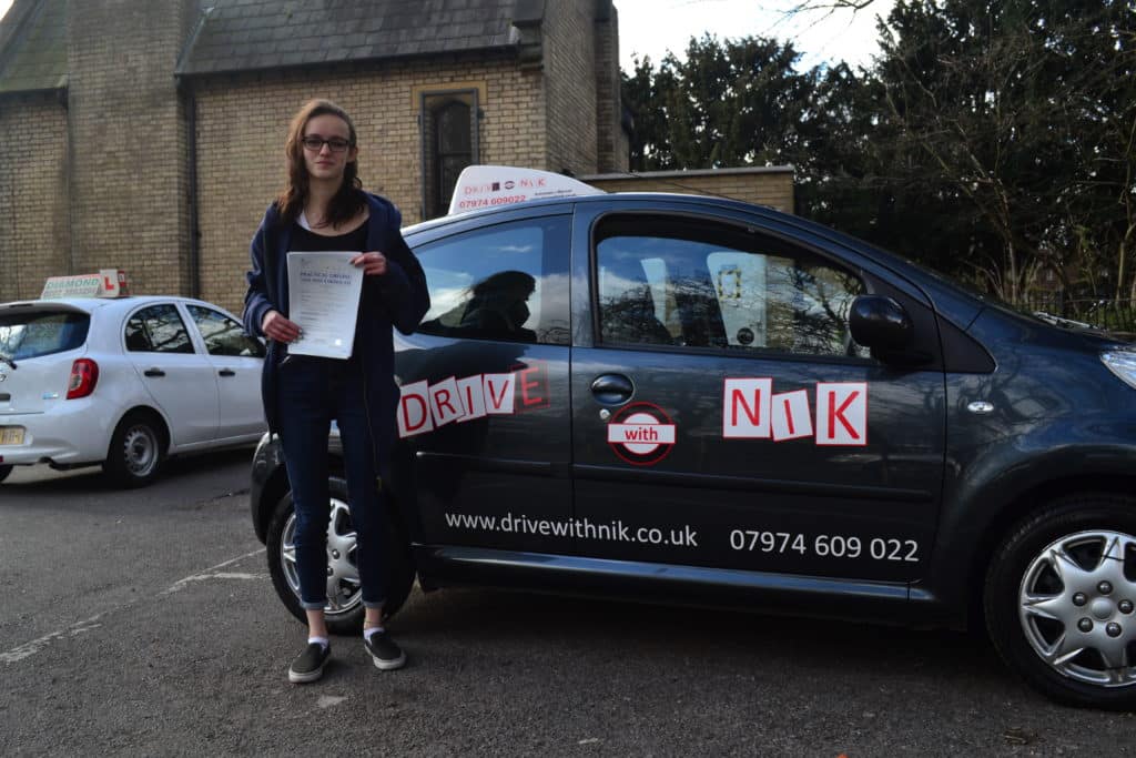 Alice passed her manual practical driving test first time with Drive with Nik