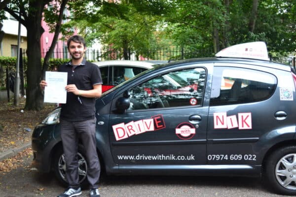 Daniel passed his manual practical driving test first time with Drive with Nik