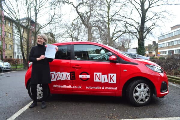 Automatic driving lessons Crouch End Caroline passed her practical driving test first time with Drive with Nik