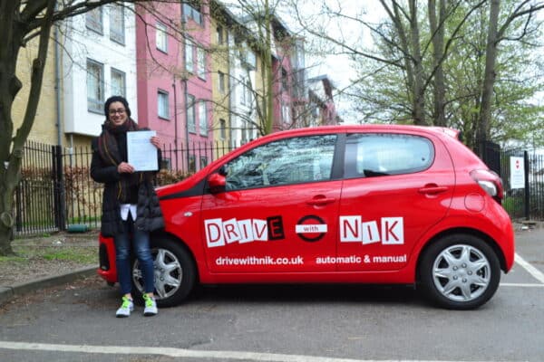 Automatic driving lessons Bounds Green Mona passed Her practical driving test with Drive with Nik