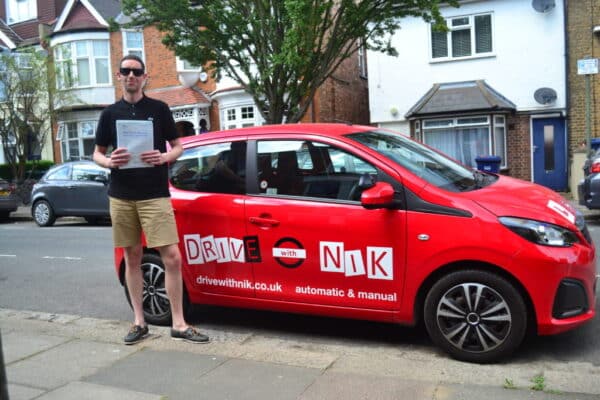 Automatic Driving Lessons East Finchley. Alex passed his automatic driving test with Drive with Nik.