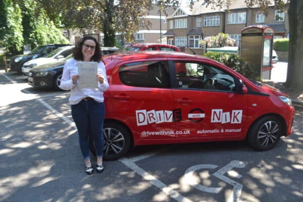 Automatic Driving Lessons Crouch End. Andreia passed her driving test first time with Drive with Nik.