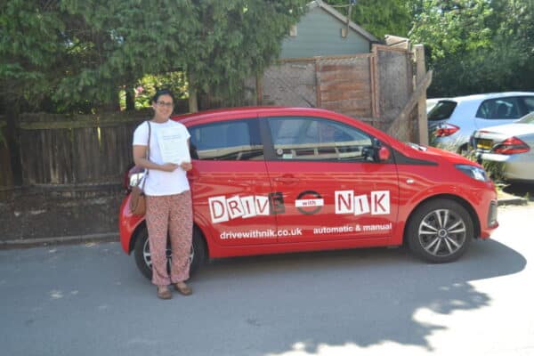 Automatic Driving Lessons Crouch End. Priya passed her driving test with drive with Nik.