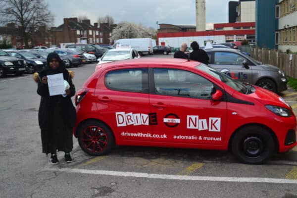 Automatic Driving Lessons Crouch End. Suad passed first time with Drive with Nik.