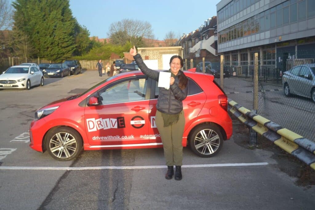 Driving Lessons Palmers Green. Cristina passed her driving test first time with Drive with Nik.