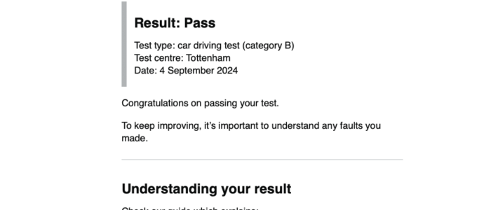 Driving Lessons Palmers Green. Lucas passed first time with zero driving faults.